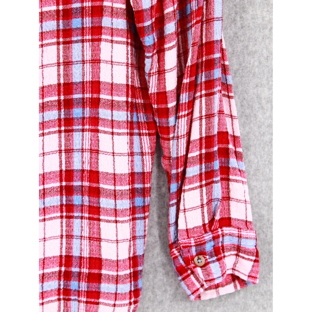 Pilcro Hadley Plaid Shirt Medium Button Down Long Sleeve Relaxed Fit Red Blue - Picture 6 of 12